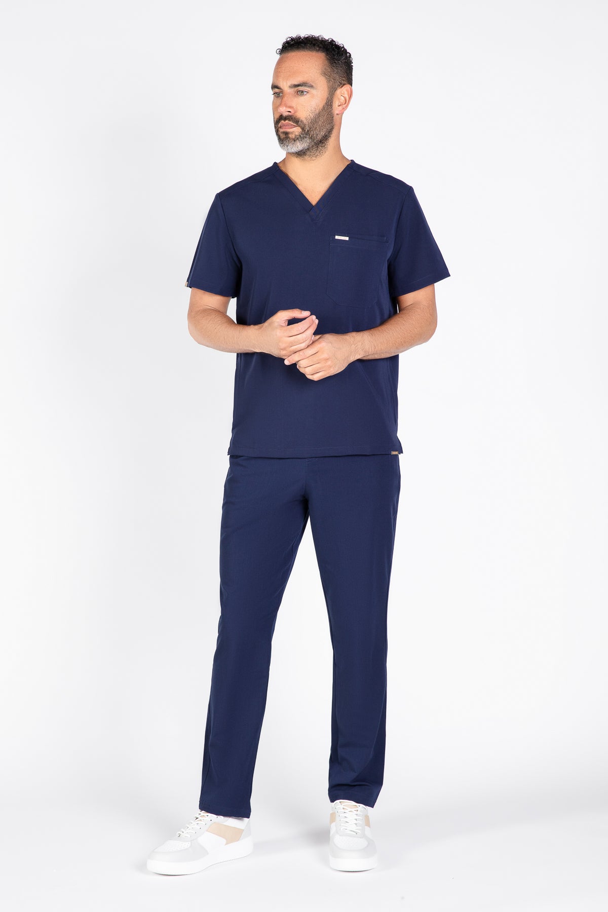 Tasca Men's V Neck Four pockets Scrub With Invisible Side Pockets