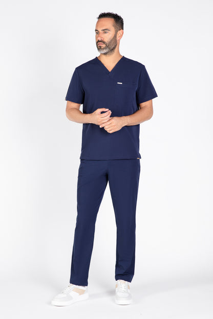 Tasca Men's V Neck Four pockets Scrub With Invisible Side Pockets