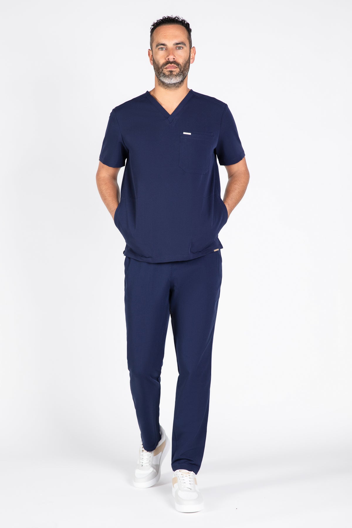 Tasca Men's V Neck Four pockets Scrub With Invisible Side Pockets
