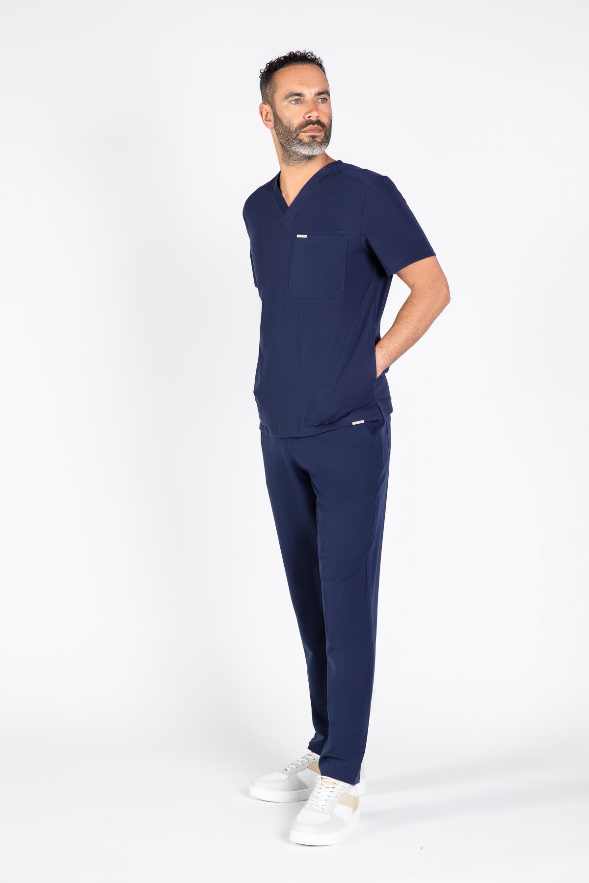 Tasca Men's V Neck Four pockets Scrub With Invisible Side Pockets