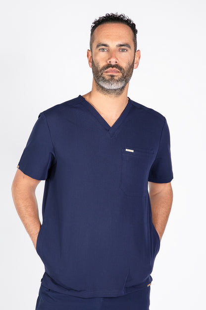 Tasca Men's V Neck Four pockets Scrub With Invisible Side Pockets