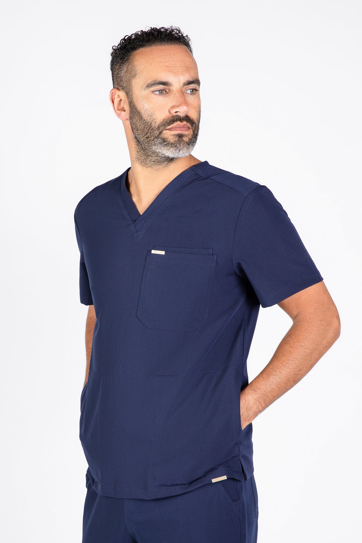 Tasca Men's V Neck Four pockets Scrub With Invisible Side Pockets