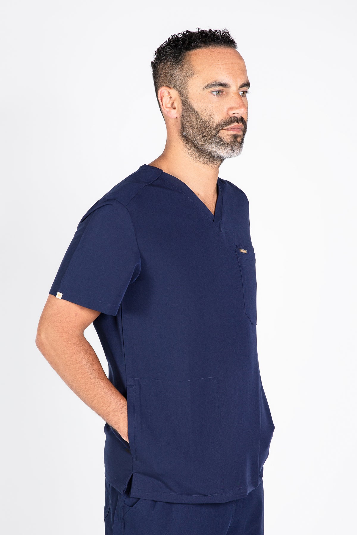 Tasca Men's V Neck Four pockets Scrub With Invisible Side Pockets