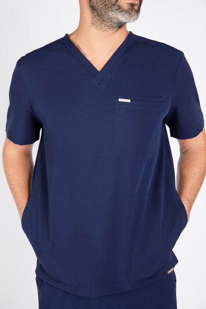 Tasca Men's V Neck Four pockets Scrub With Invisible Side Pockets