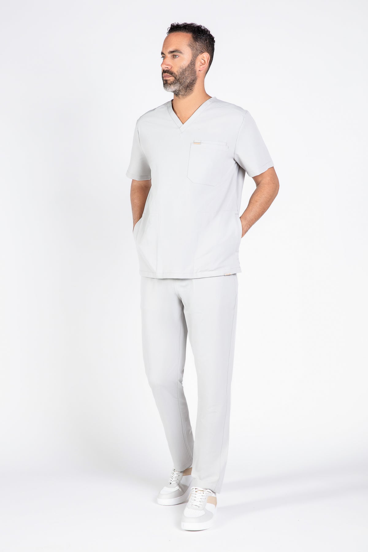 Tasca Men's V Neck Four pockets Scrub With Invisible Side Pockets
