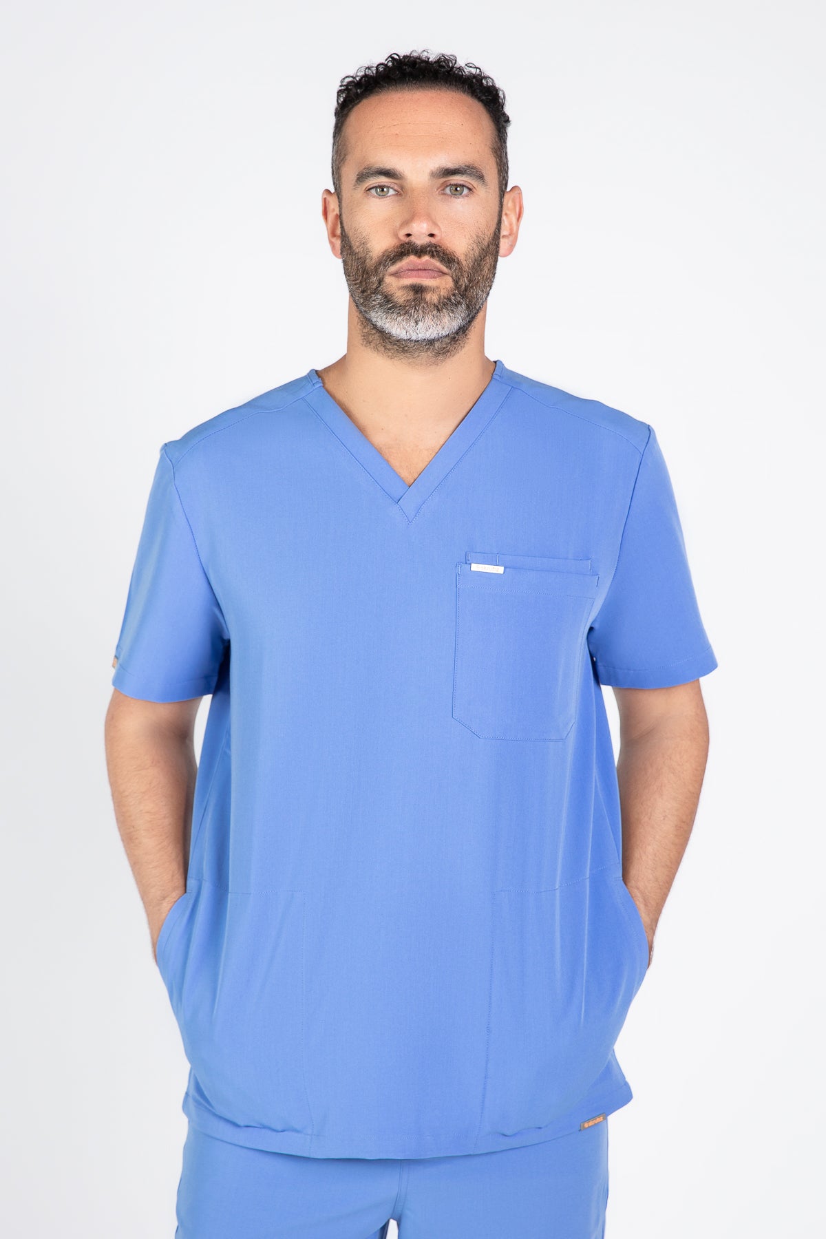 Tasca Men's V Neck Four pockets Scrub With Invisible Side Pockets