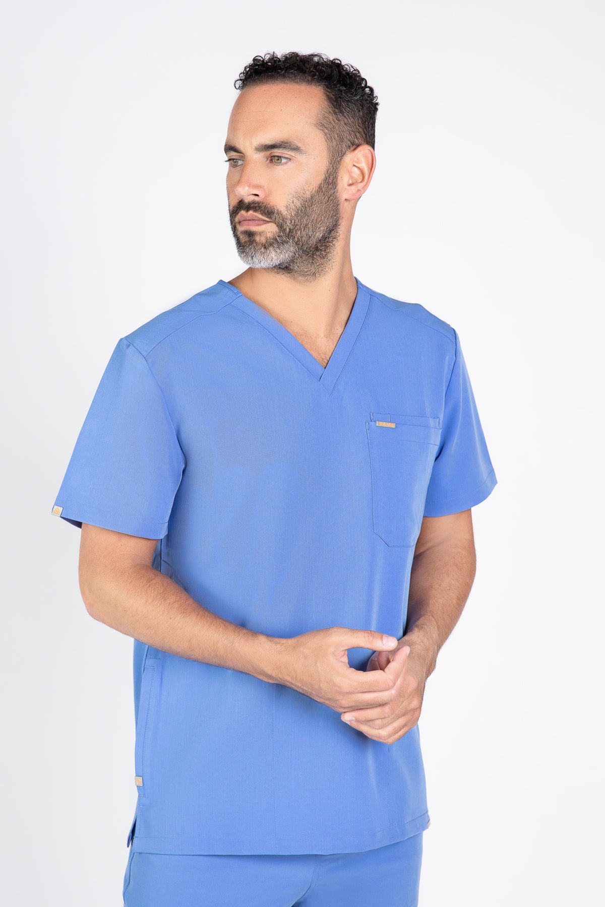 Tasca Men's V Neck Four pockets Scrub With Invisible Side Pockets