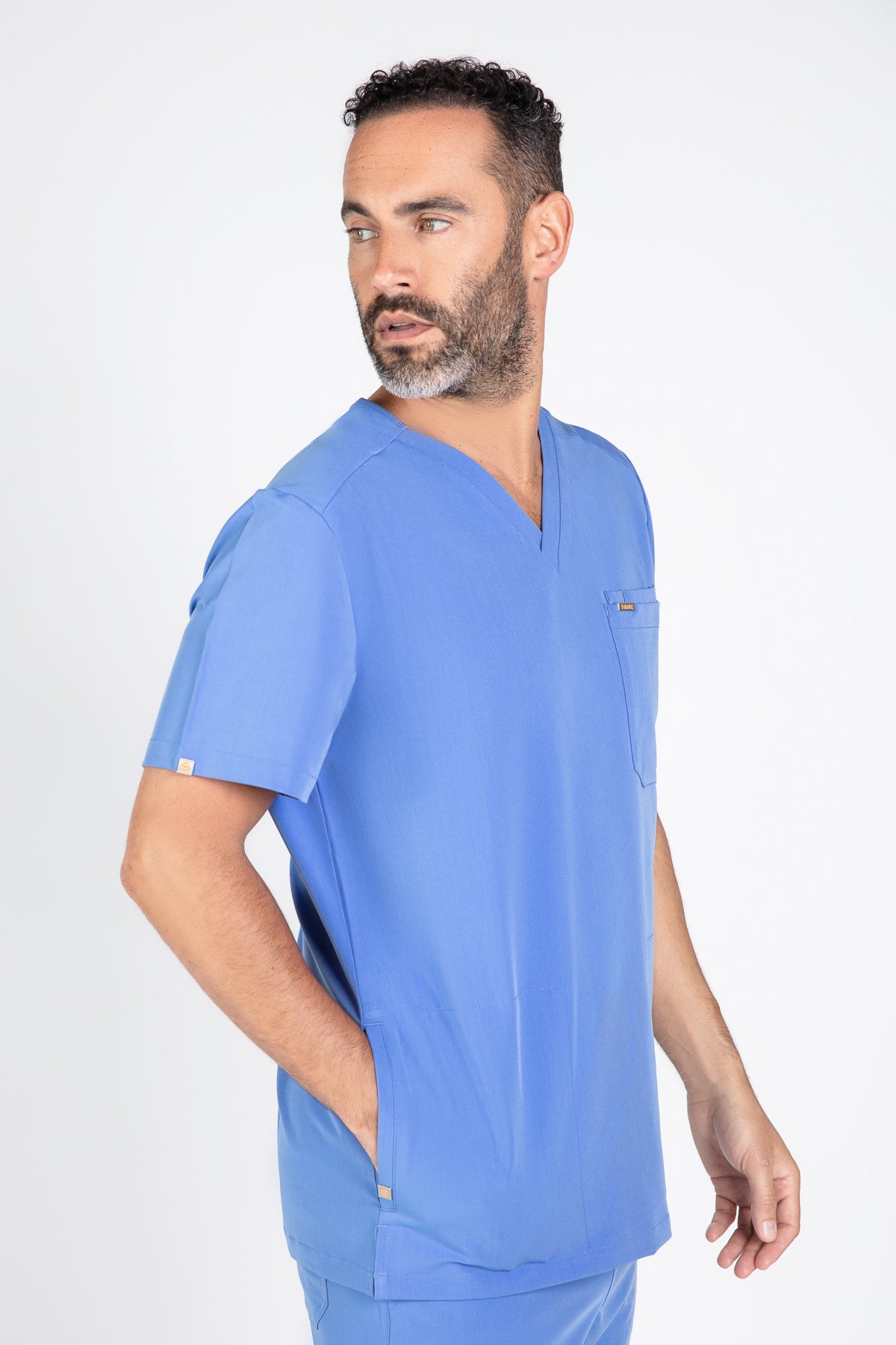 Tasca Men's V Neck Four pockets Scrub With Invisible Side Pockets