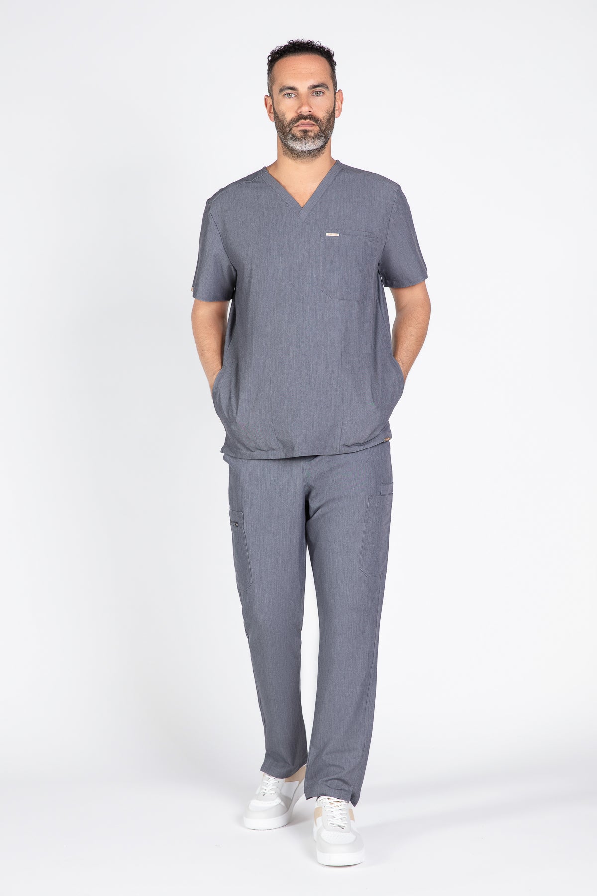 Tasca Men's V Neck Four pockets Scrub With Invisible Side Pockets
