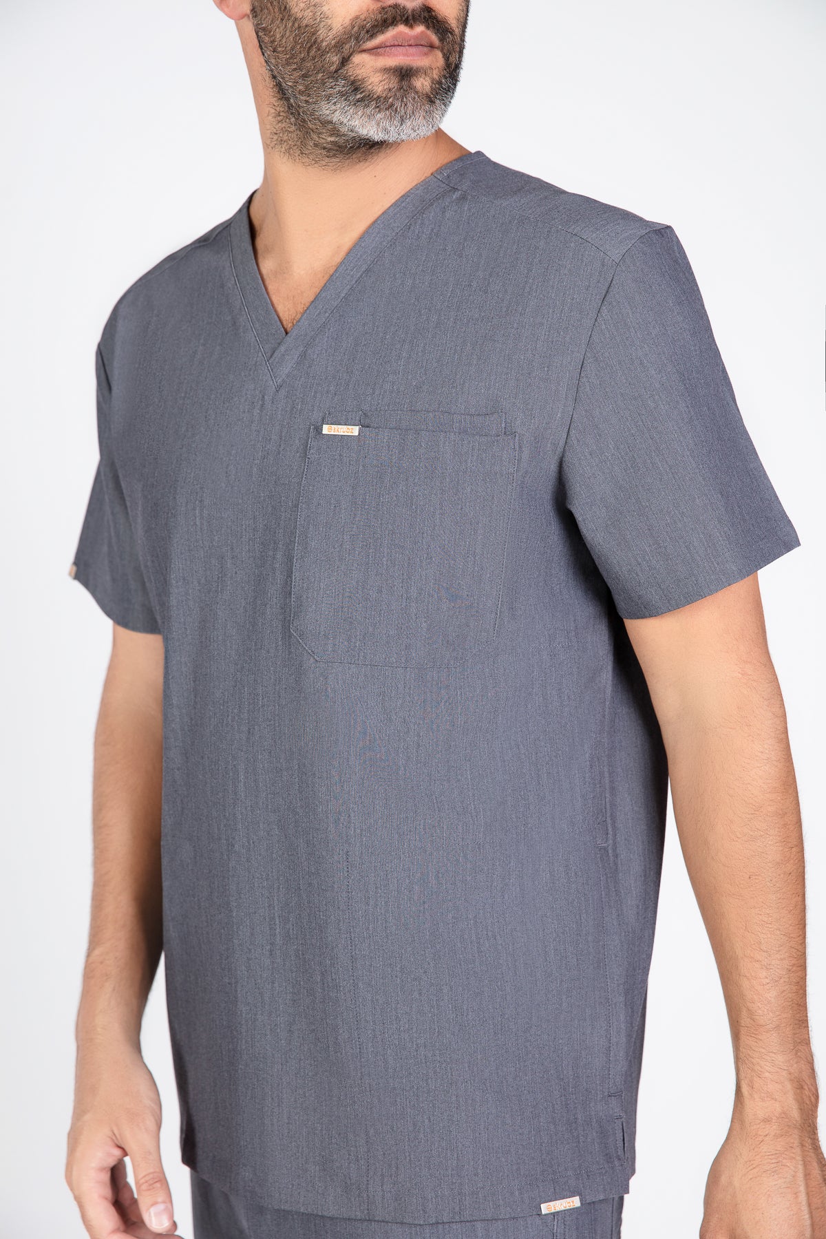 Tasca Men's V Neck Four pockets Scrub With Invisible Side Pockets