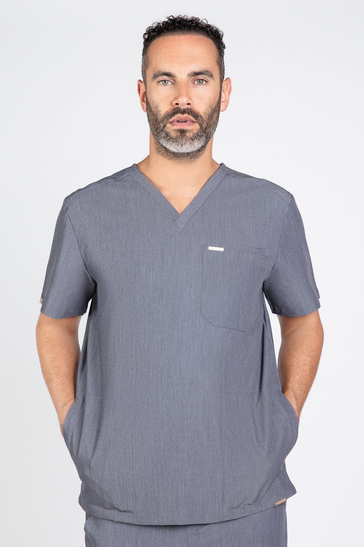 Tasca Men's V Neck Four pockets Scrub With Invisible Side Pockets