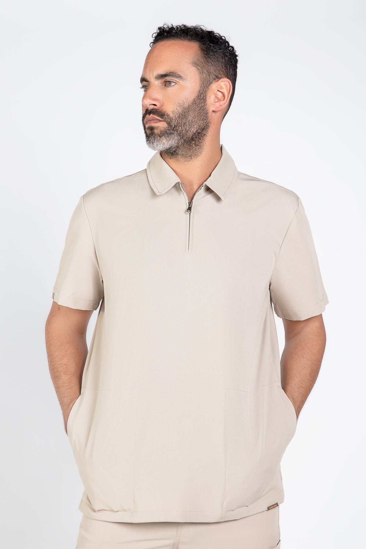 Kiro Side Pocket Zip Neck Top Mens