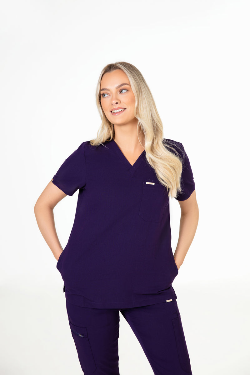 Tasca Women's V Neck Four pockets Scrub With Invisible Side Pockets