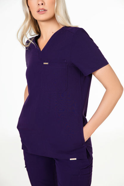 Tasca Women's V Neck Four pockets Scrub With Invisible Side Pockets