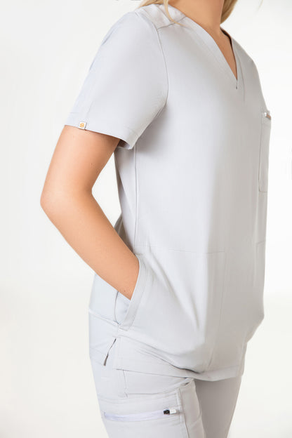 Tasca Women's V Neck Four pockets Scrub With Invisible Side Pockets