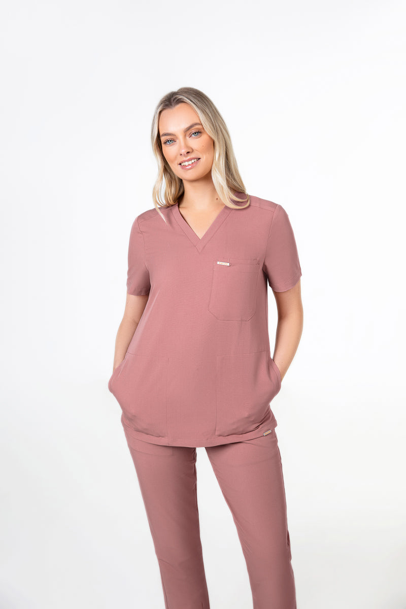 Tasca Women's V Neck Four pockets Scrub With Invisible Side Pockets