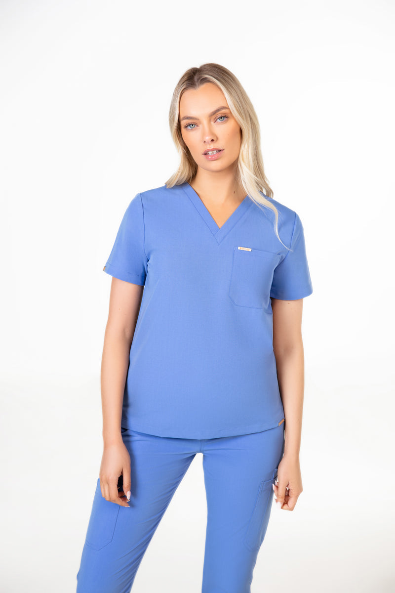 Kaizen V Neck One Pocket Scrub Top Womens