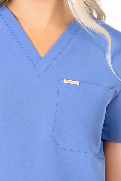 Kaizen V Neck One Pocket Scrub Top Womens