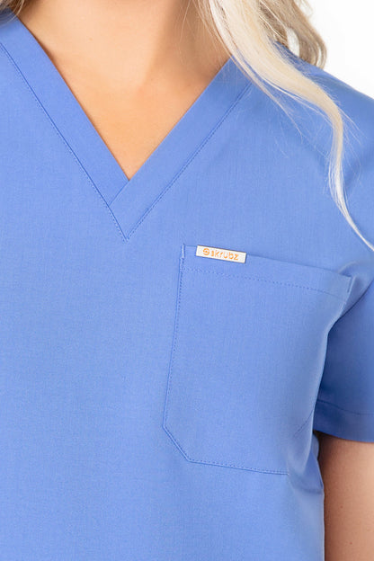 Kaizen V Neck One Pocket Scrub Top Womens