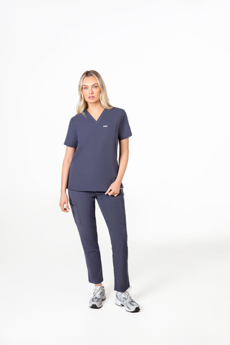 Kaizen V Neck One Pocket Scrub Top Womens
