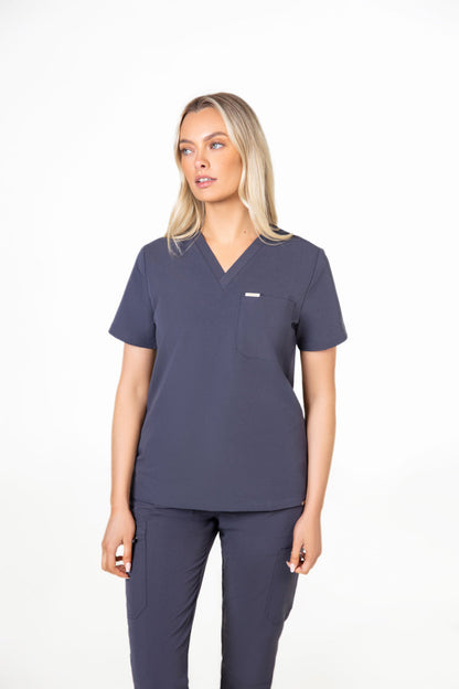 Kaizen V Neck One Pocket Scrub Top Womens