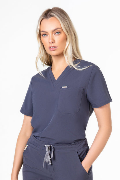 Kaizen V Neck One Pocket Scrub Top Womens