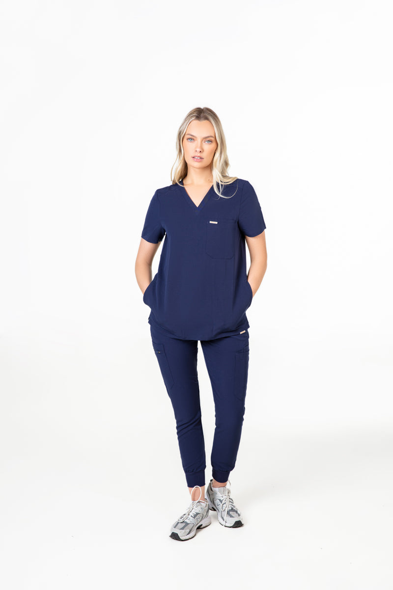 Tasca Women's V Neck Four pockets Scrub With Invisible Side Pockets