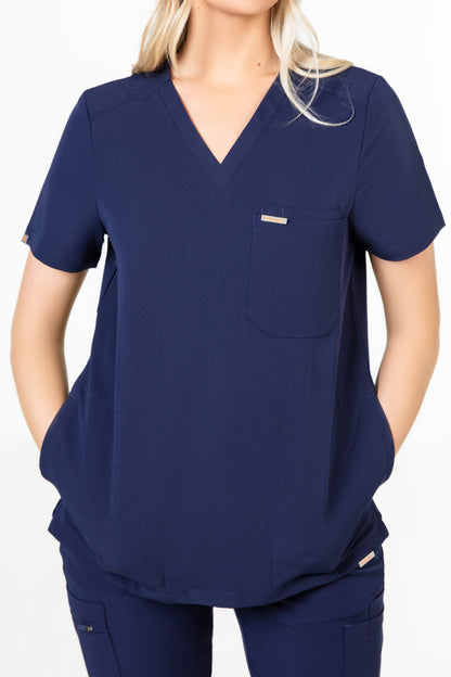 Tasca Women's V Neck Four pockets Scrub With Invisible Side Pockets
