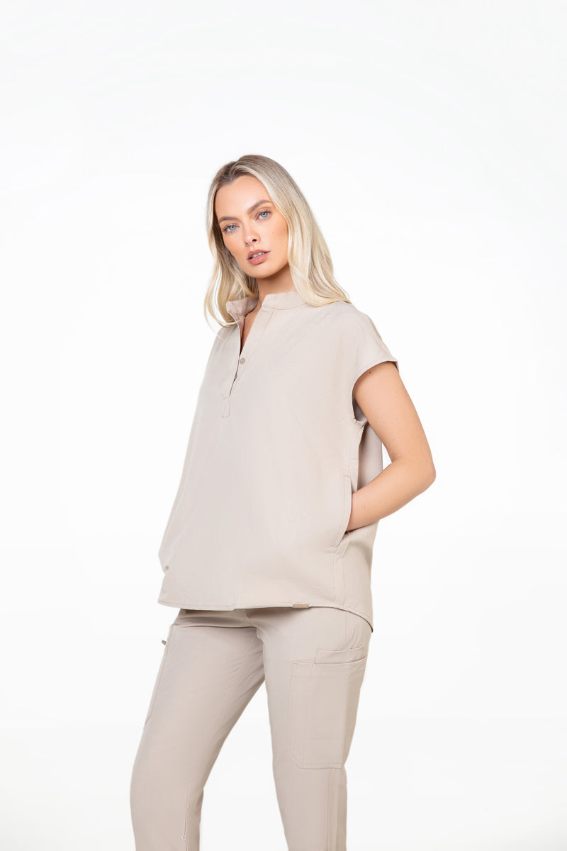 Mandarin Womens Collar Scrub Top