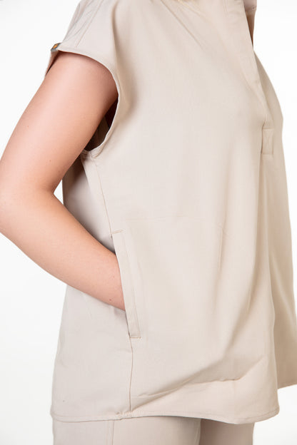 Mandarin Womens Collar Scrub Top