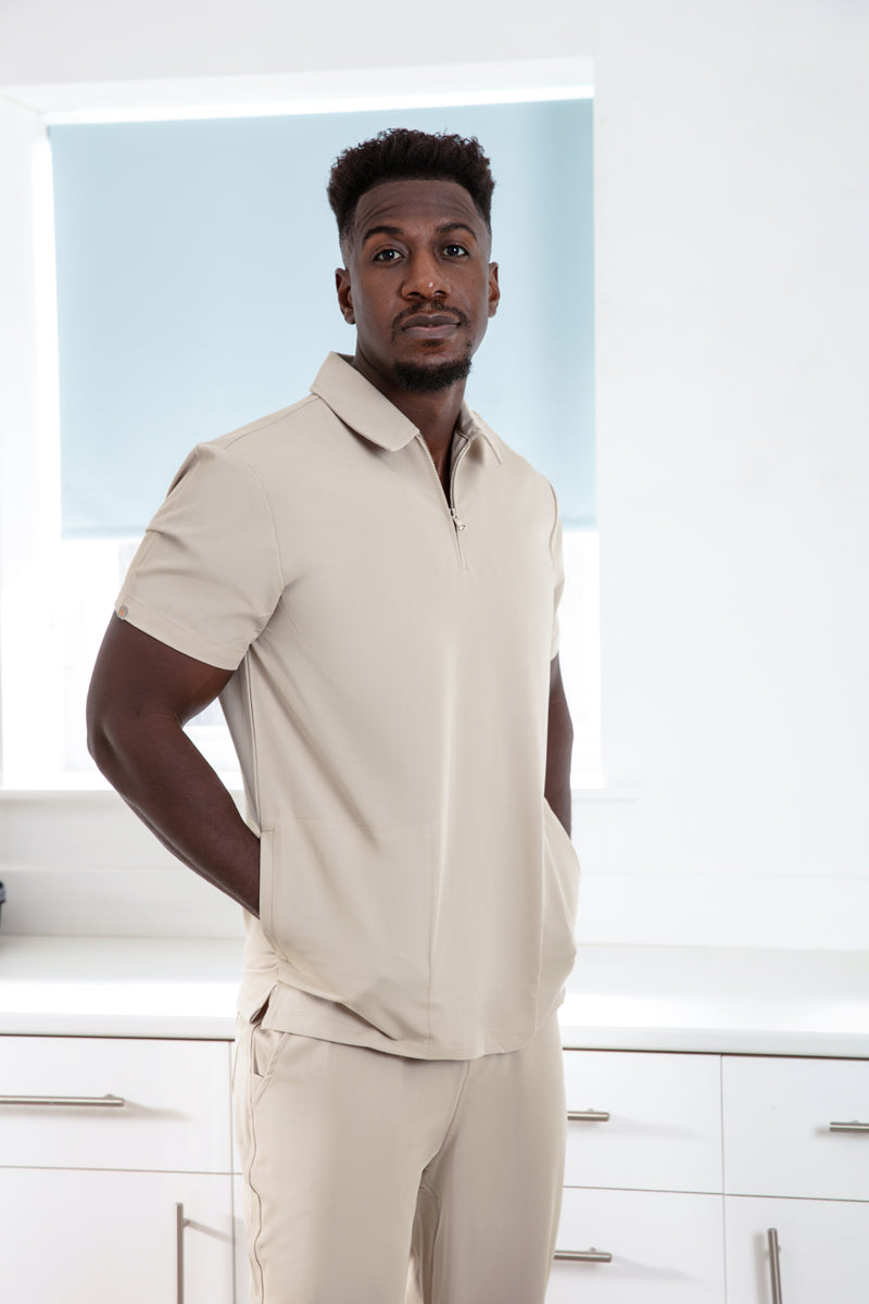 Kiro Side Pocket Zip Neck Top Mens