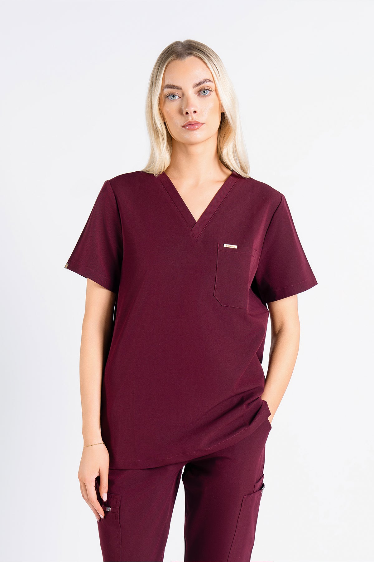 Kaizen V Neck One Pocket Scrub Top Womens