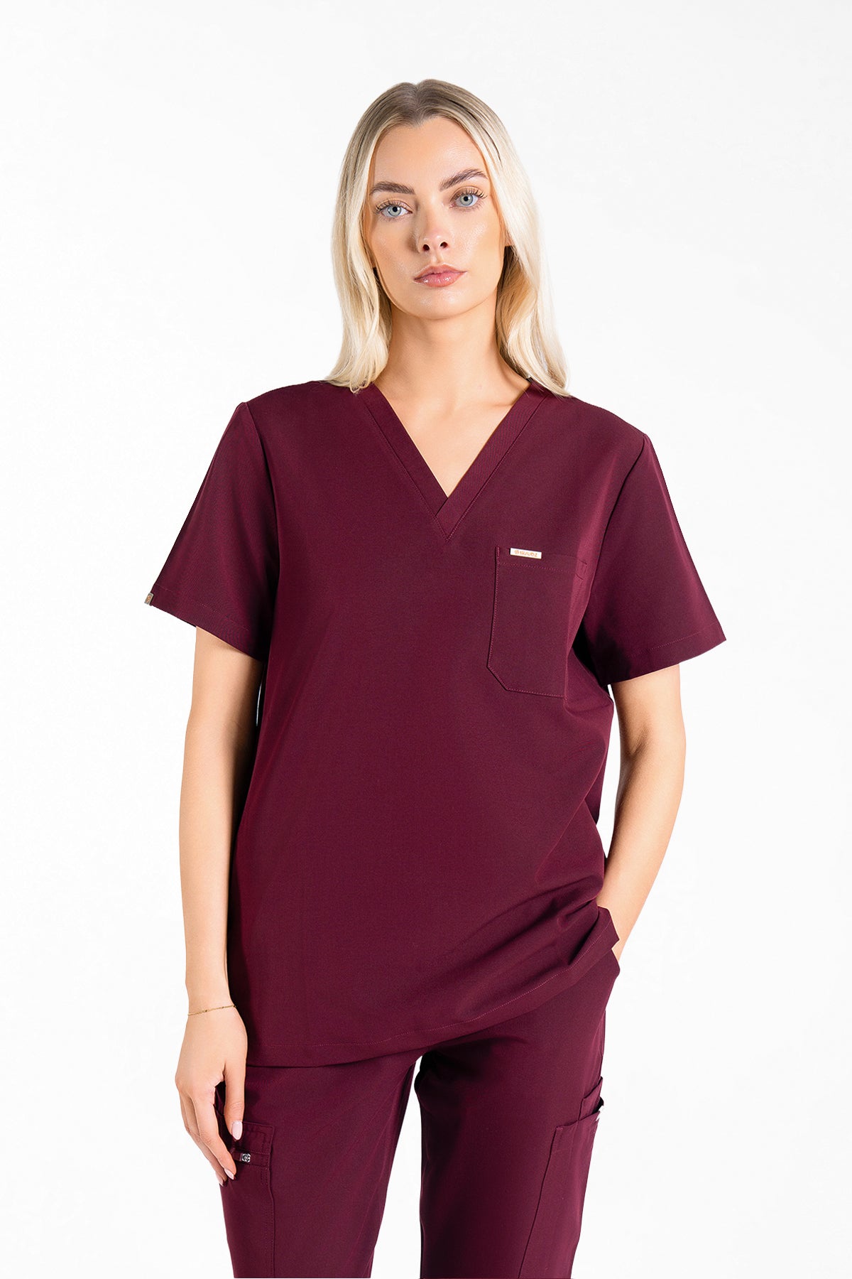 Kaizen V Neck One Pocket Scrub Top Womens