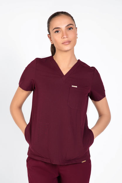 Tasca Women's V Neck Four pockets Scrub With Invisible Side Pockets