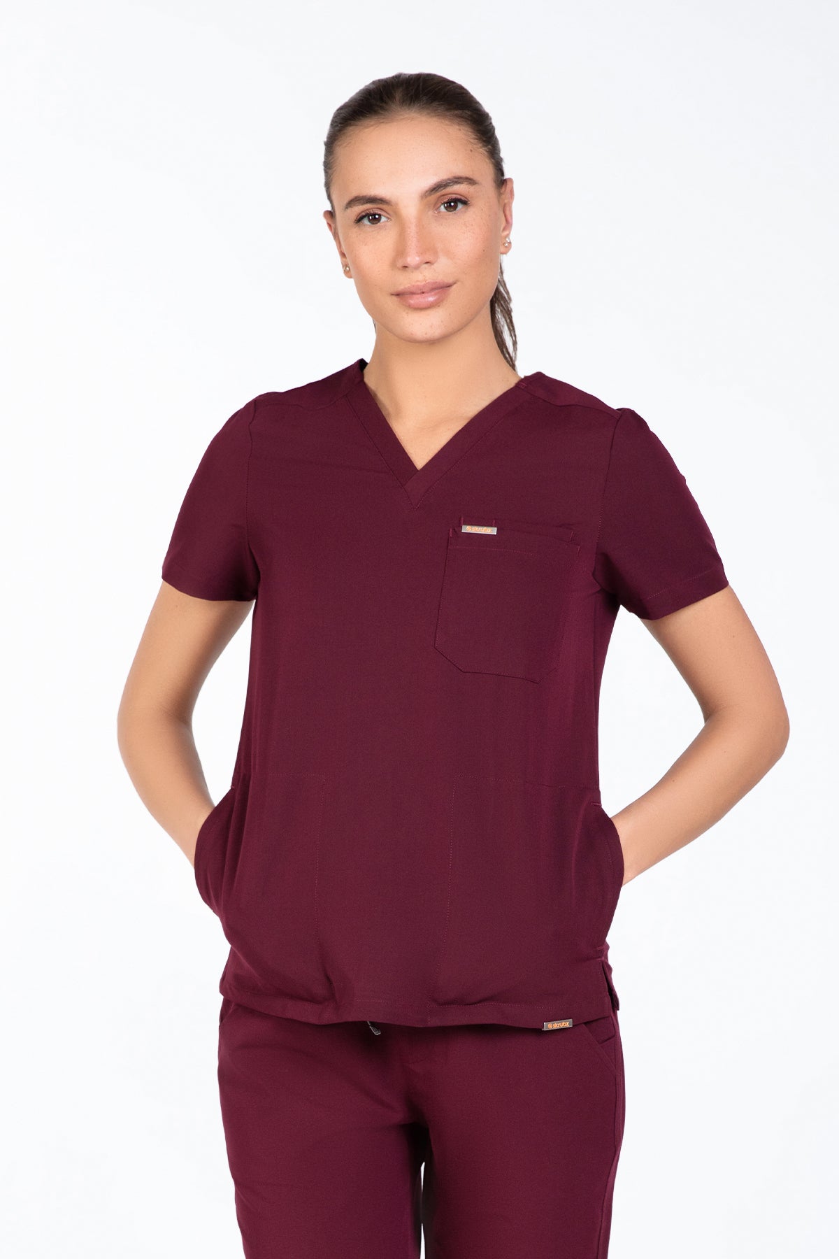 Tasca Women's V Neck Four pockets Scrub With Invisible Side Pockets