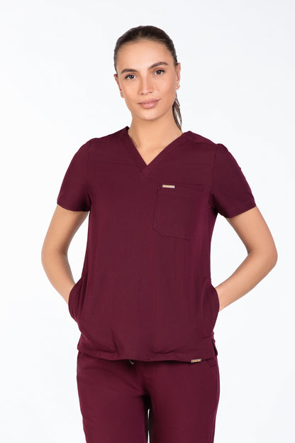 Tasca Women's V Neck Four pockets Scrub With Invisible Side Pockets
