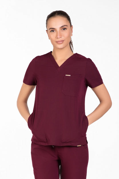 Tasca Women's V Neck Four pockets Scrub With Invisible Side Pockets