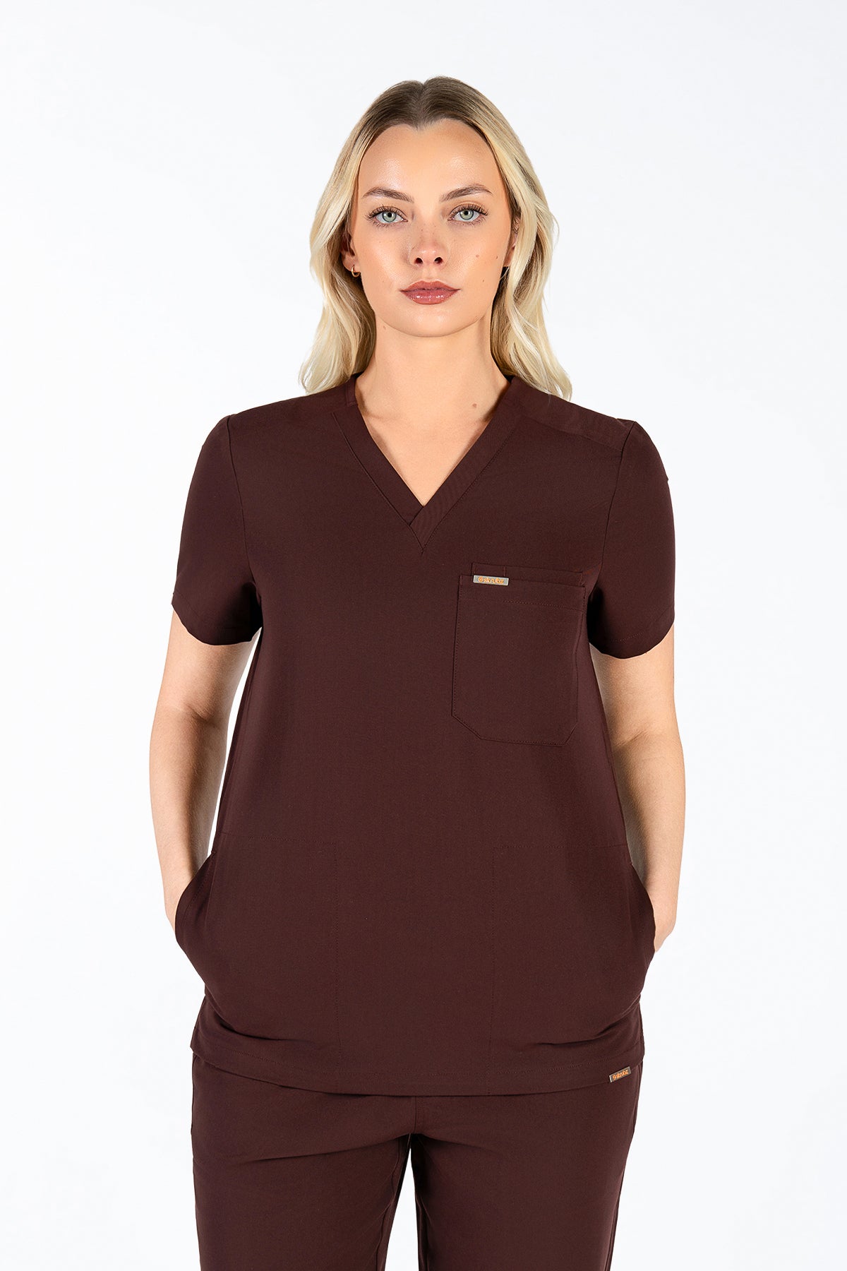 Tasca Women's V Neck Four pockets Scrub With Invisible Side Pockets