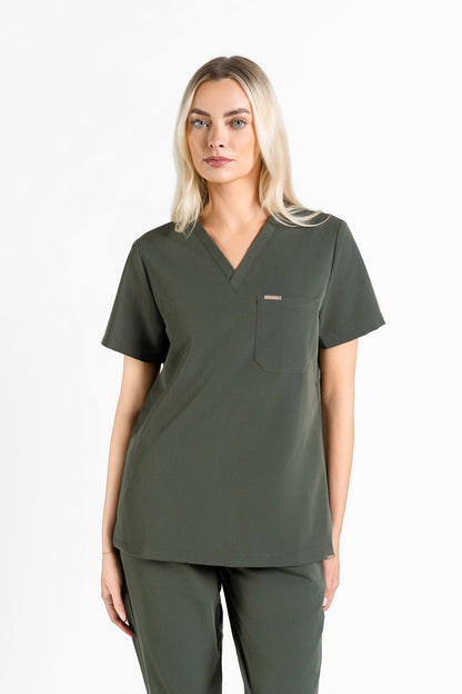 Kaizen V Neck One Pocket Scrub Top Womens