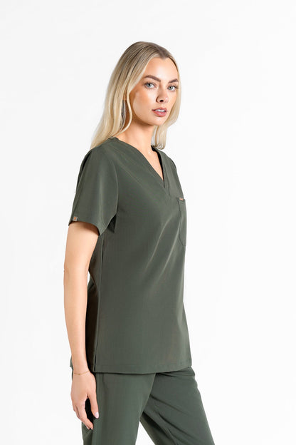 Kaizen V Neck One Pocket Scrub Top Womens