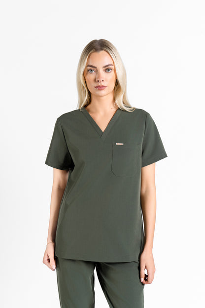 Kaizen V Neck One Pocket Scrub Top Womens