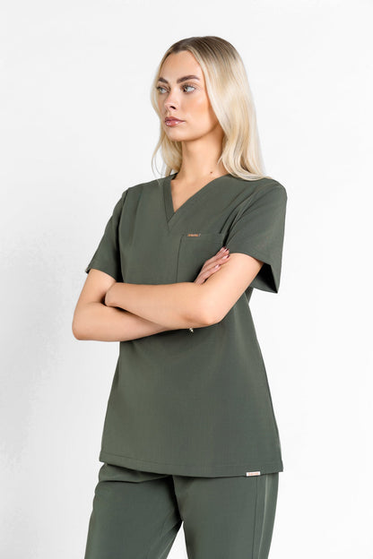 Kaizen V Neck One Pocket Scrub Top Womens