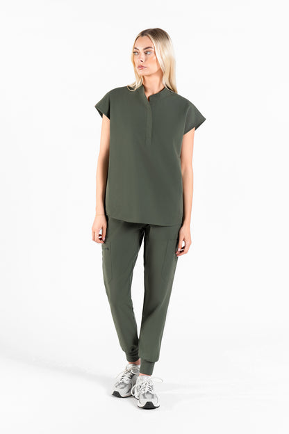 Mandarin Womens Collar Scrub Top
