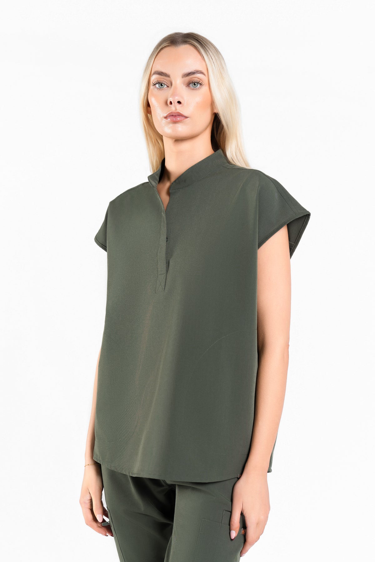 Mandarin Womens Collar Scrub Top