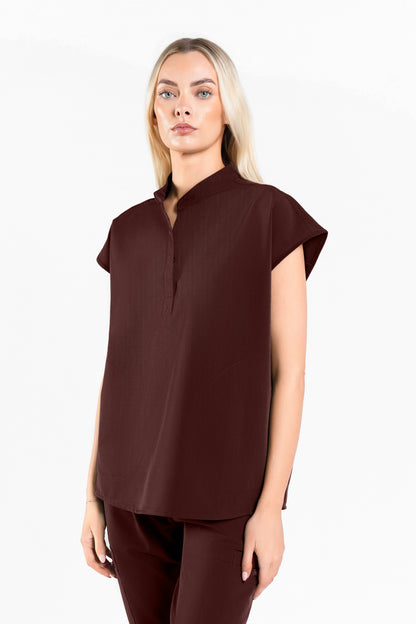 Mandarin Womens Collar Scrub Top