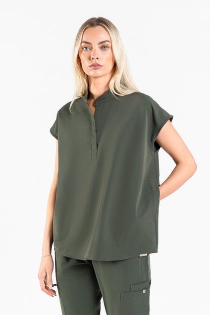 Mandarin Womens Collar Scrub Top
