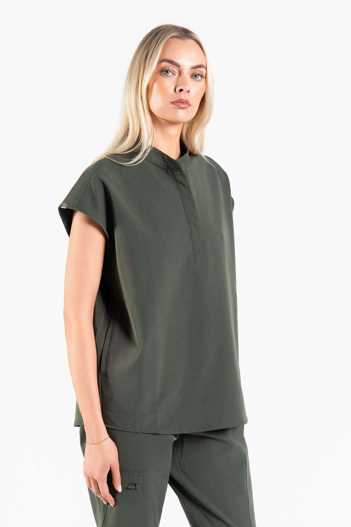 Mandarin Womens Collar Scrub Top