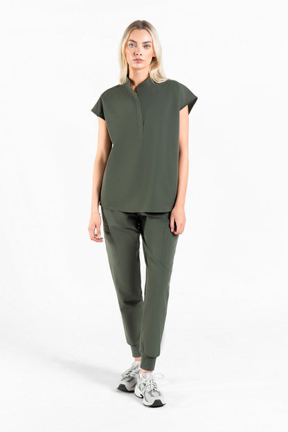 Mandarin Womens Collar Scrub Top