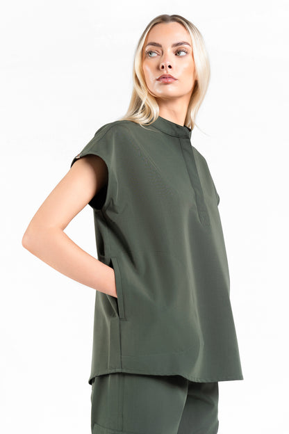 Mandarin Womens Collar Scrub Top