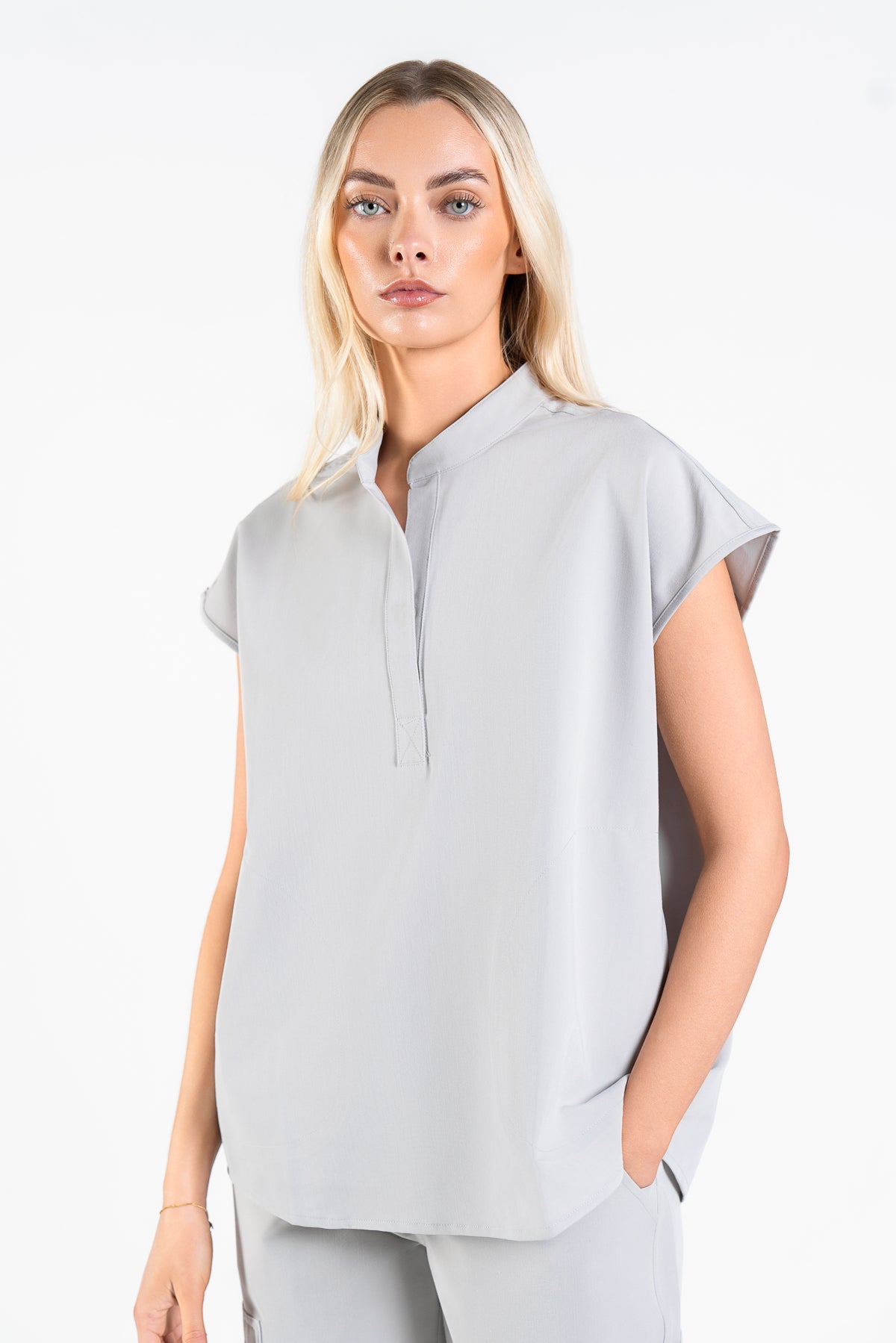 Mandarin Womens Collar Scrub Top